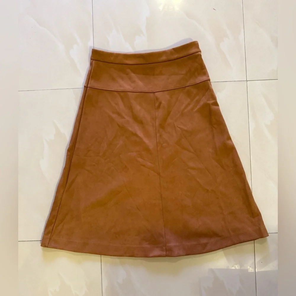 Girls Faux Suede kid chick Skirt brown zipper winter zipper 18 Y winter
